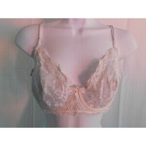 Wacoal White Bra 36D Floral Embroidery Lace Unlined Underwire Bra STYLE #85144